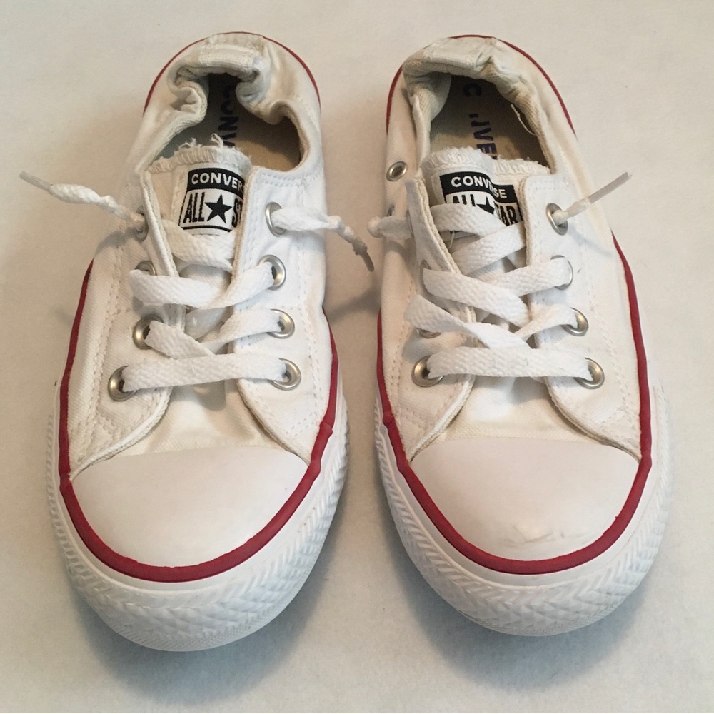 Chuck Taylor Converse All Star White Slip On Sneakers - size 8